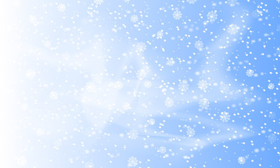 Falling snow background. Holiday landscape with snowfall. Vector illustration. Winter snowing sky. Eps 10.