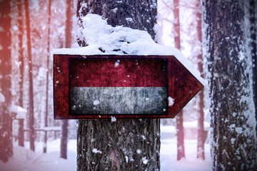 The Monaco flag attached to the tree as a sign.