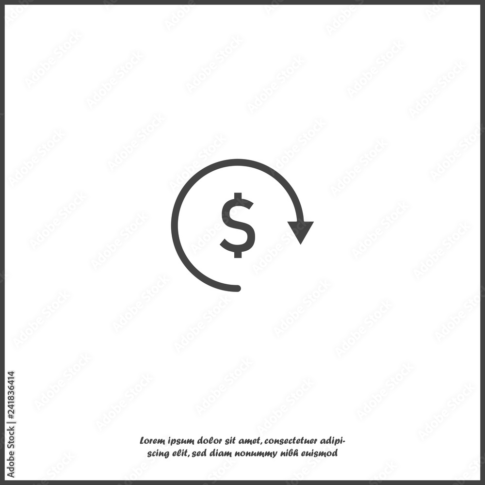 Poster vector circle icon with arrow and dollar sign. currency exchange symbol on white isolated background