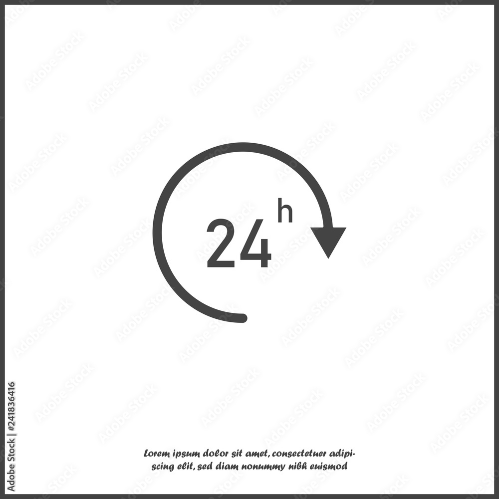 Poster vector image round the clock. 24 hours. time icon. business concept pictogram on white isolated back