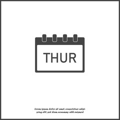 Calendar day of the week Thursday on white isolated background.