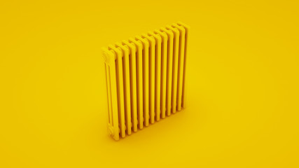 Yellow Steel tubular radiator. 3D illustration