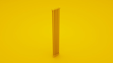 3D Radiator, yellow background. 3D illustration