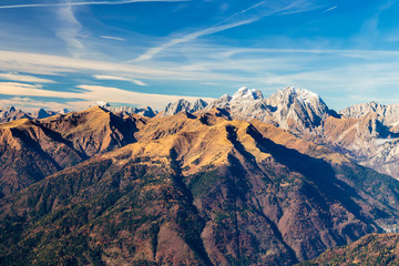 Naklejka premium Sunny autumn day at the mount Tersadia in the italian alps