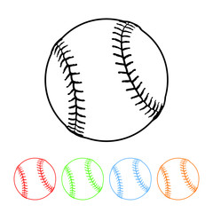 Baseball icon in a thin line style vector sports baseball symbol with four color variations vector illustration