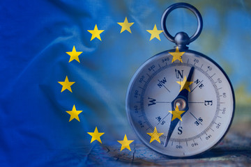 European Union flag and the compass