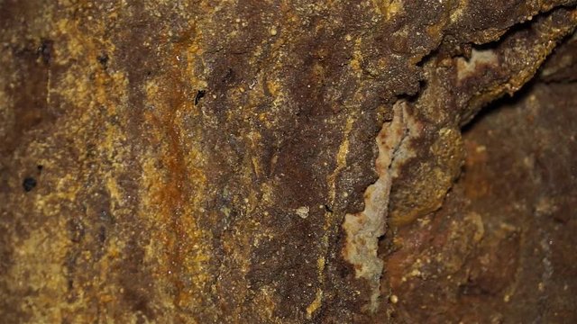 Uranium ore in a uranium mine. Rock containing uranium and barite.