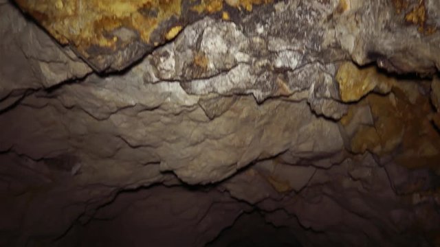 Uranium ore in a uranium mine. Rock containing uranium and barite.
