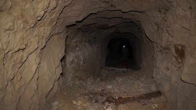 Uranium mine. Rock containing uranium and barite.