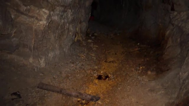Uranium mine. Rock containing uranium and barite.
