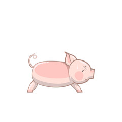 The pig is standing