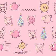 pattern with funny pigs