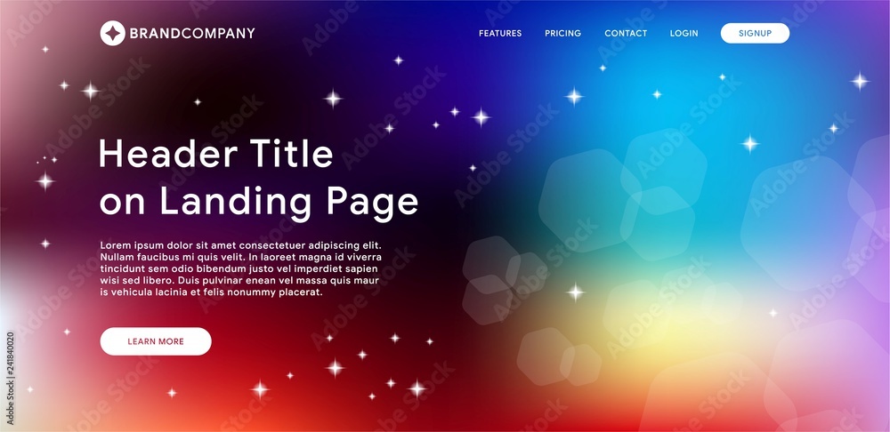 Aufkleber header of website template with gradient mesh background