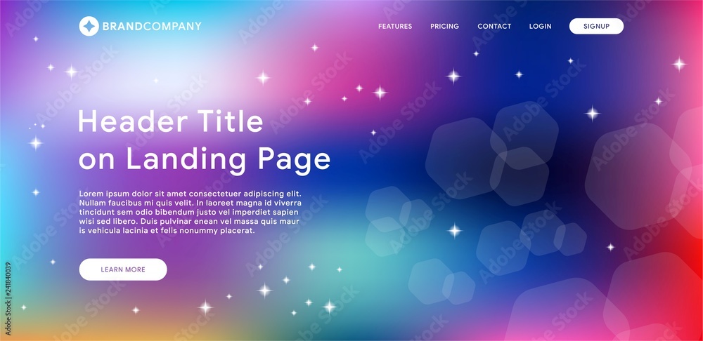 Aufkleber header of website template with gradient mesh background