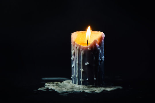 Melting wax candles, magical candles on the table, liquid paraffin, wax  candle sticks, generative ai Stock Illustration