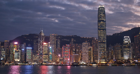 Naklejka premium Hong Kong landmark at night