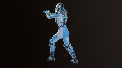 Girl in sky fy space suit 3d render