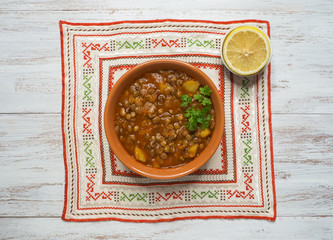 Vegan lentil soup. 
