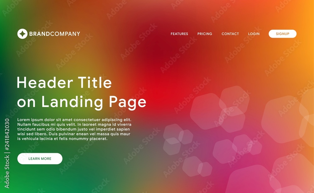 Poster gradient mesh background with header website template