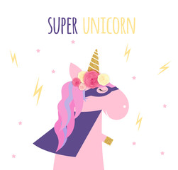 Super unicorn background. Vector Illustration