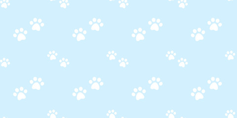 dog paw seamless pattern cat paw bulldog vector wallpaper isolated background blue