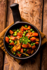 Carrot green peas sabzi / Gajar Mutter sabji