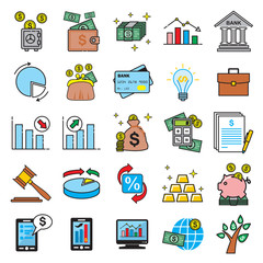 Business and finance icons set on white background for graphic and web design, Modern simple vector sign. Internet concept. Trendy symbol for website design web button or mobile app