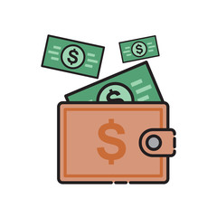 Wallet with cash icon on white background for graphic and web design, Modern simple vector sign. Internet concept. Trendy symbol for website design web button or mobile app