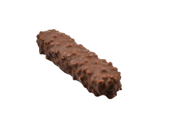 Chocolate bar with nuts isolated on white background