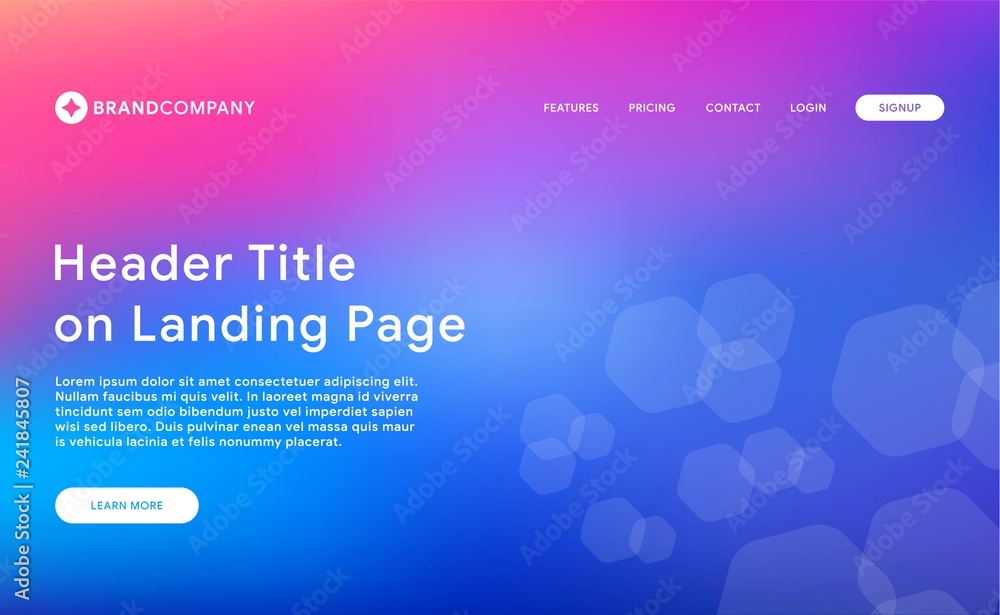 Poster futuristic gradient mesh with landing page web template