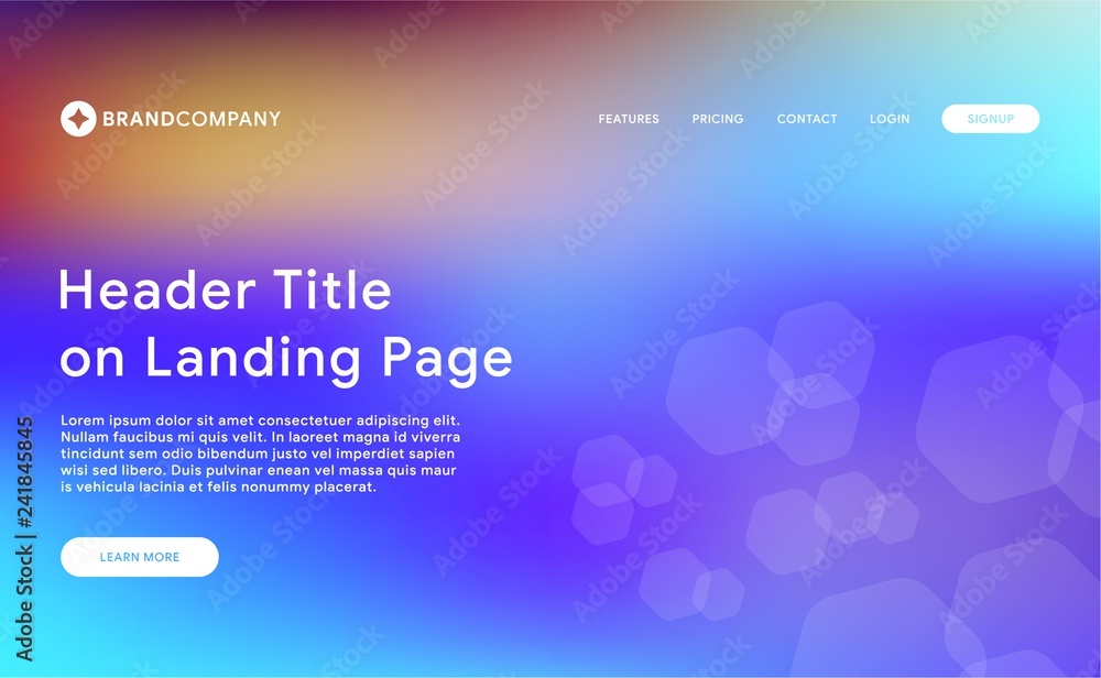 Poster futuristic gradient mesh with landing page web template
