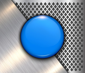 Background metallic with blue button, technology vector design.