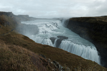 picturesque waterfall, Iceland. Nordic nature