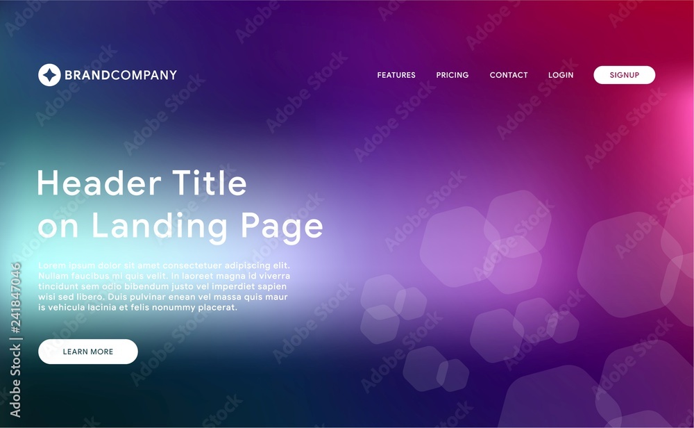 Poster futuristic gradient with landing page web template