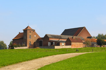 Fototapeta na wymiar Big farm in a park Flanders Belgium
