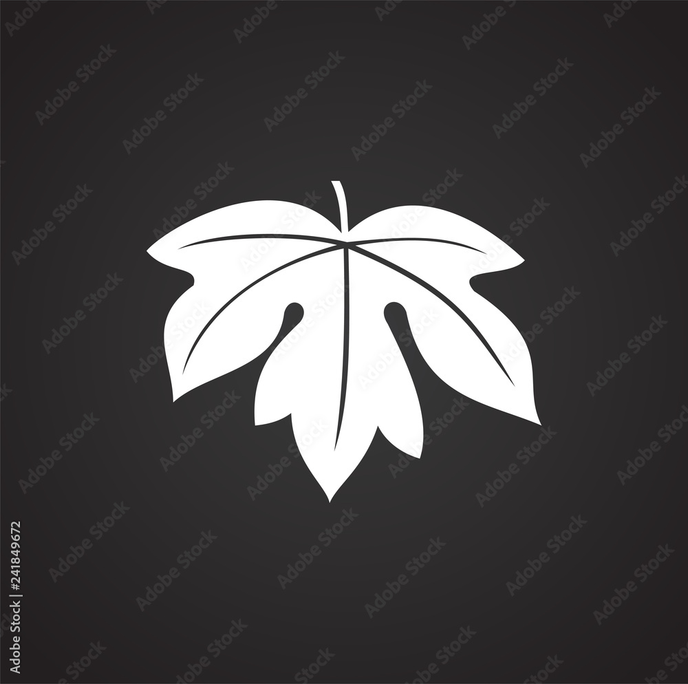 Poster leaf icon on black background for graphic and web design, modern simple vector sign. internet concep