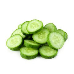 cucumber slice isolated over a white background