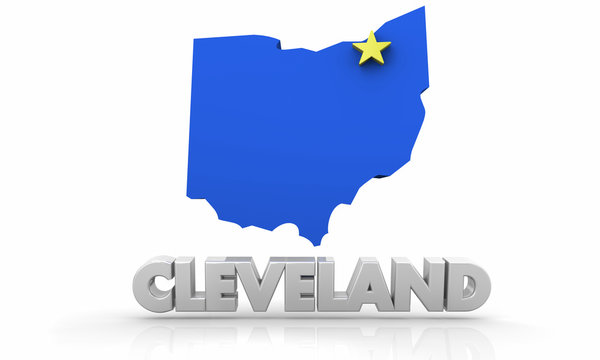 Cleveland OH Ohio City State Map 3d Illustration