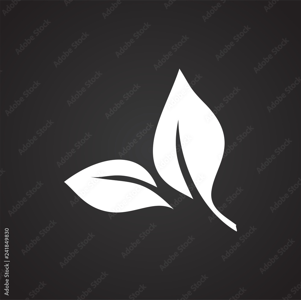 Poster leaf icon on black background for graphic and web design, modern simple vector sign. internet concep