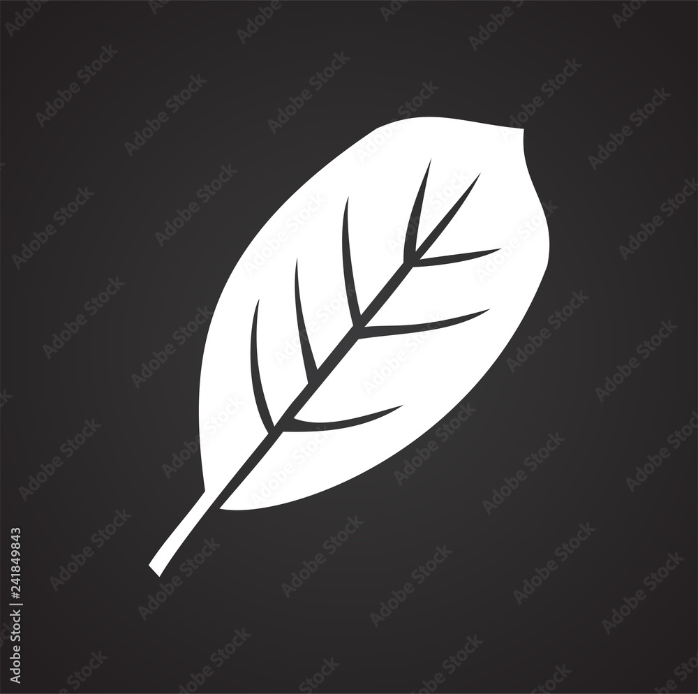 Poster leaf icon on black background for graphic and web design, modern simple vector sign. internet concep