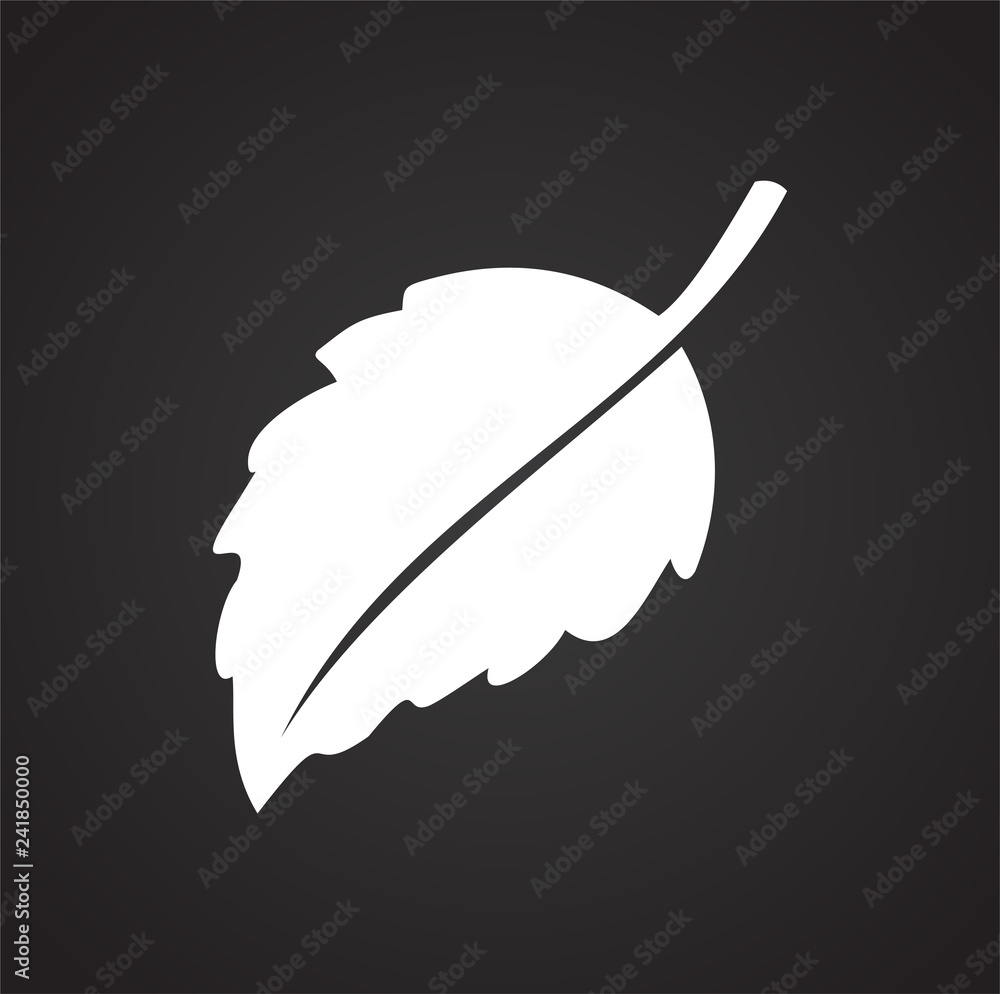 Poster leaf icon on black background for graphic and web design, modern simple vector sign. internet concep