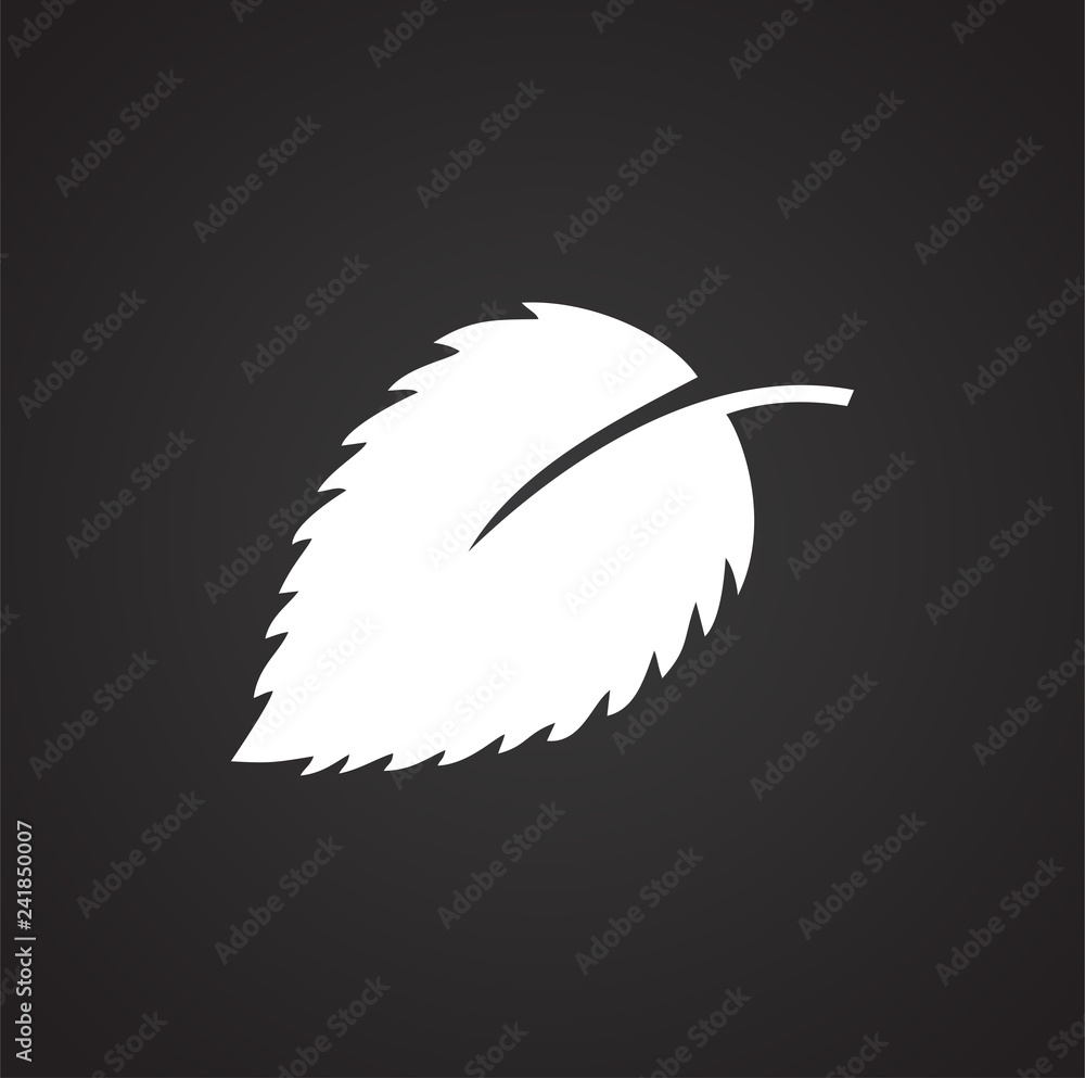 Poster leaf icon on black background for graphic and web design, modern simple vector sign. internet concep
