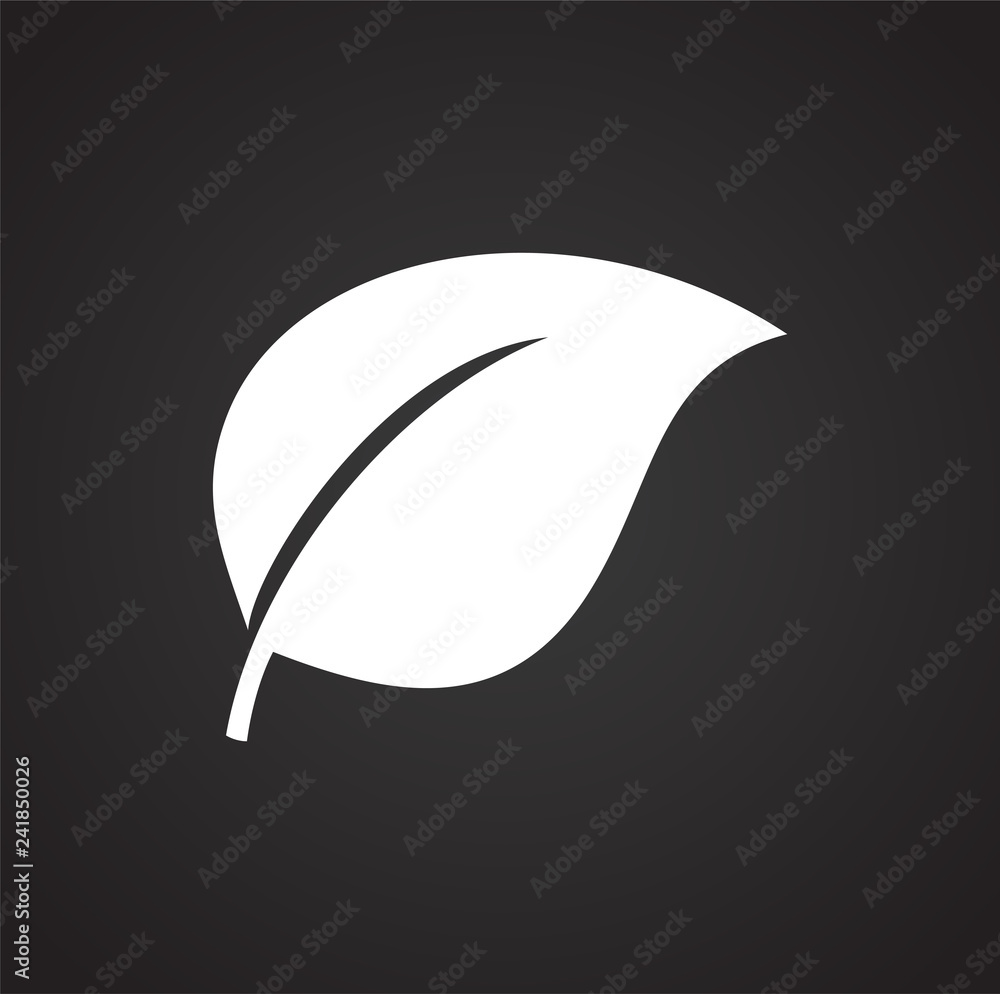 Poster leaf icon on black background for graphic and web design, modern simple vector sign. internet concep