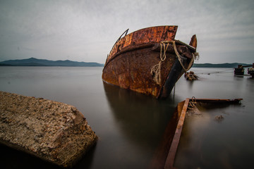 old fishing boat on the beach