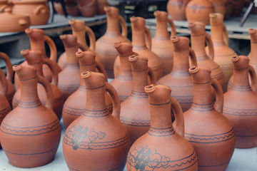Fototapeta na wymiar Set of wine jugs