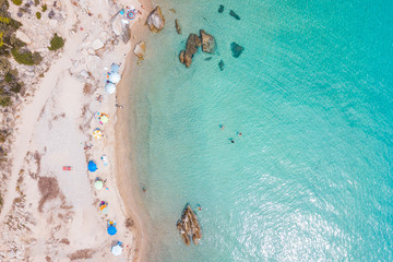 Aerial view of the tropical beach in holiday season