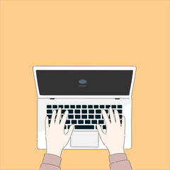 Hand on laptop-Flat Vector Illustration