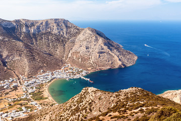 View of main port of Kamares. Island of Sifnos, Cyclades, Greece