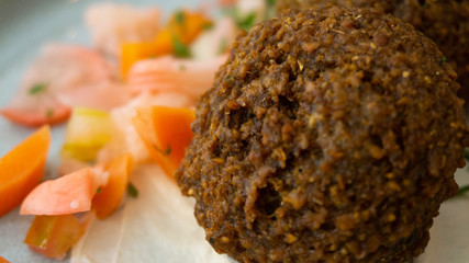 Typical Lebanese dish with falafel and vegetables