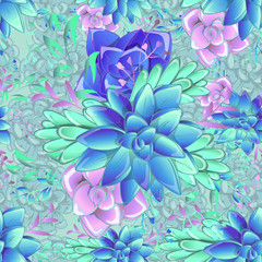 Fototapeta na wymiar Sucullent pattern design. Trendy flower gradients. Vector cactus illustration.